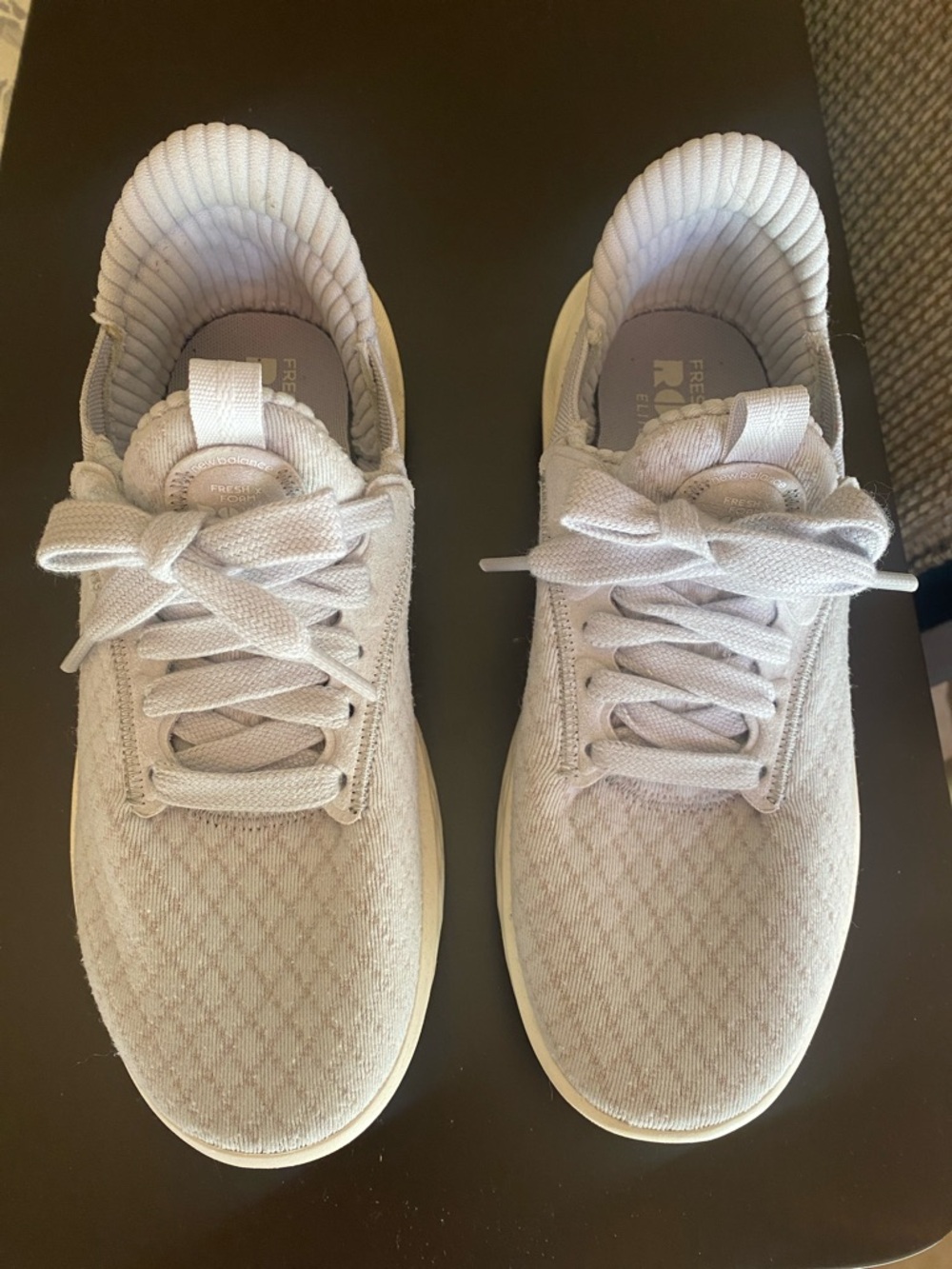 New Balance Light Gray Knit Lace-Up Sneakers